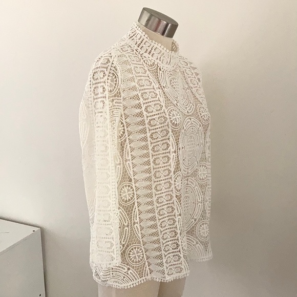 🔅host pick🔅SEED Bohemian Rhapsody lace top with high neckline Size 14 - Picture 4 of 9